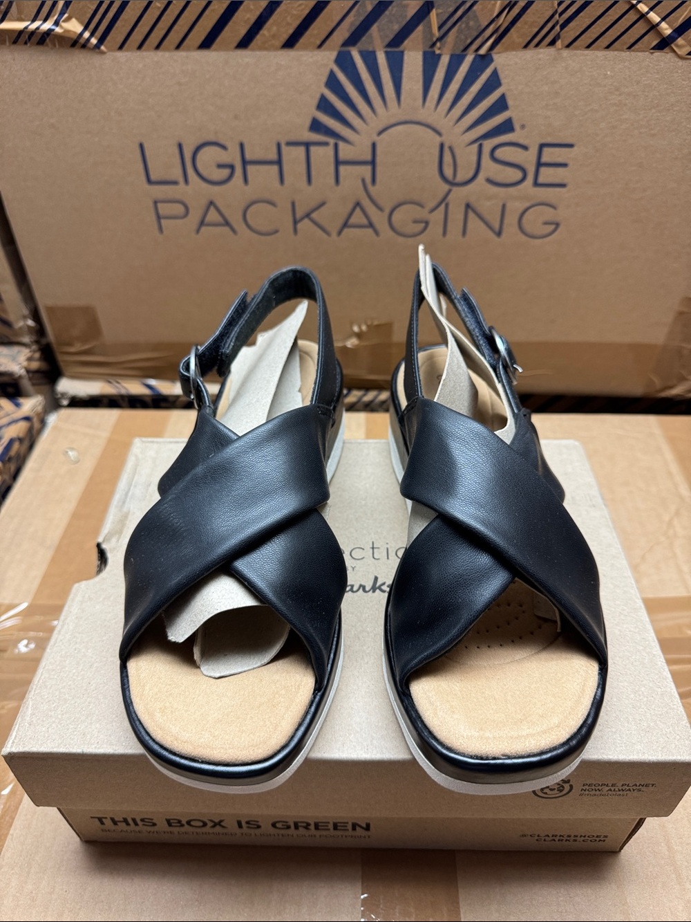 Black Women's Clara Cove Crisscross Slingback Sandals - Comfort Footwear